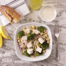 Load image into Gallery viewer, Broccoli chickpea and Chicken rice bowl with bread Eat Smart Richmond VA meal delivery service
