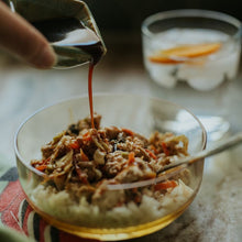 Load image into Gallery viewer, Soy sauce poured over Egg Roll Bowl Eat Smart Richmond VA meal delivery service
