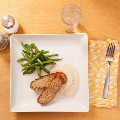 Turkey meatloaf with mashed cauliflower and green beans Eat Smart RVA meal delivery service